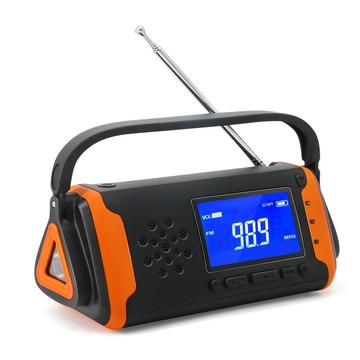 Solarbetriebenes Notfallradio mit Taschenlampe - Schwarz / Orange