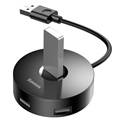 Baseus Round Box 4-port USB 3.0 Hub mit MicroUSB Power Supply - Schwarz