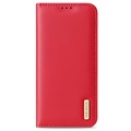 Dux Ducis Hivo Samsung Galaxy S22 5G Lederhülle mit Geldbörse - Rot