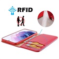 Dux Ducis Hivo Samsung Galaxy S22 5G Lederhülle mit Geldbörse - Rot