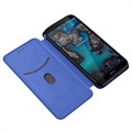 Nokia C1 Plus Flip Hülle - Karbonfaser - Blau