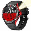 Wasserdichte Smartwatch im Outdoor-Stil KT76 mit Kompass, Taschenlampe - 1.53" - Rot / Schwarz