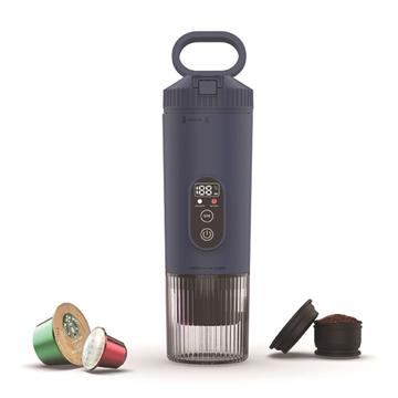 Tragbare Tragbare 3-in-1-Espressomaschine mit Nespresso/DolceGusto-Kapseln und Kaffeepulver - Schwarz
