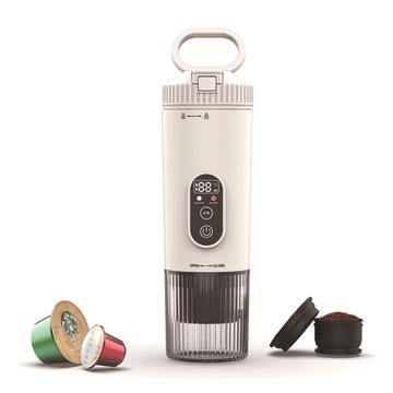 Tragbare Tragbare 3-in-1-Espressomaschine mit Nespresso/DolceGusto-Kapseln und Kaffeepulver - Weiß