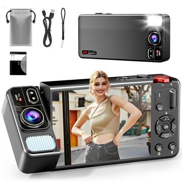CV21 CV21 4K-Digitalkamera für Vlogging mit 18fachem Zoom und drehbarem Bildschirm - Schwarz