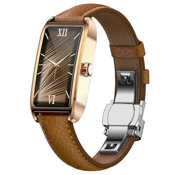 Braun Dora T Elegante Smartwatch für Frauen mit dänischer Sprache - Braun / Roségold