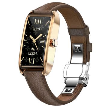 Dora Dora T Elegante Smartwatch für Frauen mit dänischer Sprache - Dunkelbraun / Roségold
