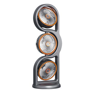 F17 F17 3-Kopf-Tischventilator mit 360°-Drehung, LED-Beleuchtung - Grau