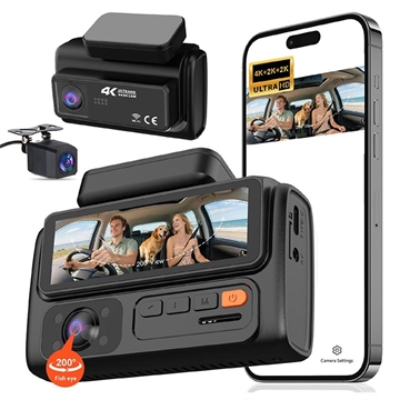 F310 F310 3-Kanal-Dashcam - 4K vorne, 2K im Innenraum, 2K hinten - Schwarz