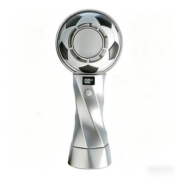 Tragbarer Tragbarer Ventilator im Fußball-Design - 4000mAh, LED-Anzeige, Kühlkompressorfunktion - Silber