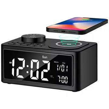 H7 H7 Multifunktionaler Wecker/Bluetooth-Lautsprecher mit USB/Drahtlos-Ladefunktion - Schwarz