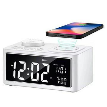 H7 H7 Multifunktionaler Wecker/Bluetooth-Lautsprecher mit USB/Drahtlos-Ladefunktion - Weiß