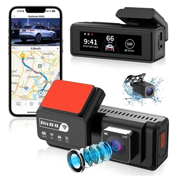 K17 K17 Dual-4K-Dashcam mit HDR-Nachtsicht, GPS und WLAN - Schwarz