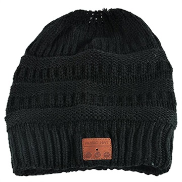 Gestrickt Gestrickt Beanie Mütze Bluetooth 5.0 Headset - Schwarz