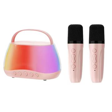 P13 P13 Tragbarer 5-W-Bluetooth-Lautsprecher mit 2 drahtlosen Mikrofonen und RGB - Pink