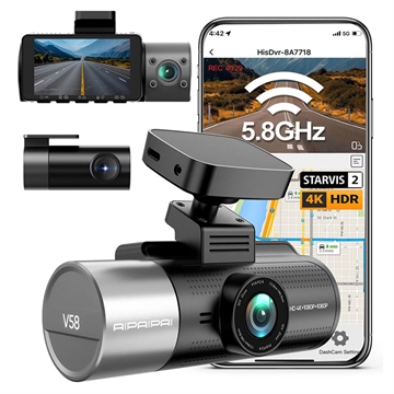 V58 V58 3-Kanal-Dashcam - 4K vorne, 1080p hinten/im Innenraum, GPS, WLAN