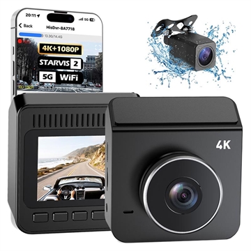 V63 V63 Dual-Dashcam - 4K/1080p, HDR-Nachtsicht, 5,8-GHz-WLAN, Parküberwachung - Schwarz