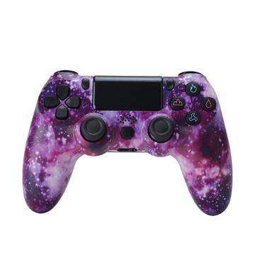 Wireless Wireless Gaming Controller Gamepad für PS4 Spiel Joystick mit Lautsprecher und Stereo-Headset-Buchse - lila Sternenhimmel