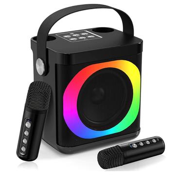 YS307 YS307 Home Karaoke Bluetooth-Lautsprecher RGB-Licht-Lautsprecher mit 2 Mikrofonen - Schwarz