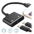 2-in-1 Laden & Audio Lightning Adapter - Schwarz