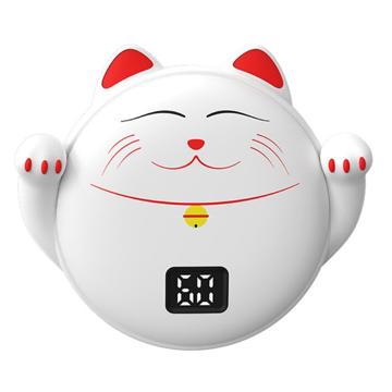 2 in 1 Digital Display 3s Fast Heating Cartoon Hand Warmer 10000mAh Portable Power Bank - Lucky Cat