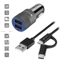 4smarts Hybrid Auto-Schnellladegerät Set - Ladegerät & ComboCord Kabel - 15.5W
