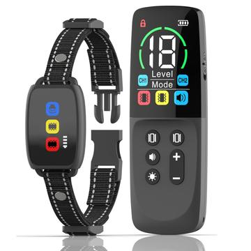 760 Pro Dog Bark Control Collar mit Farbbildschirm - Vibration und Sound Auto Trainer - Schwarz
