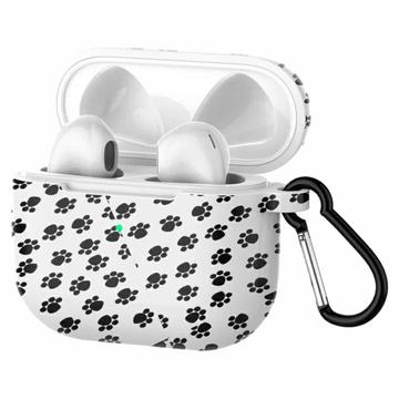 AirPods 3 Gemusterte Silikonhülle mit Karabiner - Schwarz / Weiß