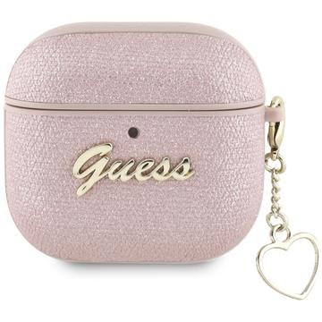AirPods 4 Guess Metallic Script Charm Hülle - Rosa