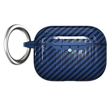 AirPods Pro 3 TPU Hülle mit Karabiner - Karbonfaser - Blau