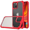 Anti-Shock iPhone 14 Pro Hybrid Hülle - Karbonfaser - Rot