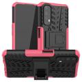 Anti-Rutsch Realme 7 Hybrid Hülle mit Stand - Pink / Schwarz
