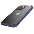 Anti-Shock iPhone 14 Pro Max Hybrid Hülle - Karbonfaser - Blau