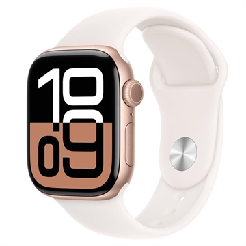 Apple Watch 10 GPS MWWJ3QN/A - Aluminium, hellrotes Sportband, M/L, 42mm - Roségold