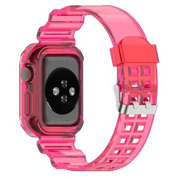Apple Watch Series 11/10 Ersatz-Silikonarmband mit integriertem Rahmen - 42mm - Durchsichtig Rose