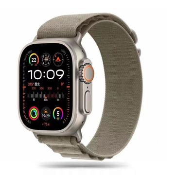 Apple Watch Series Ultra 3/2/Ultra/11/10/9/8/SE 3/(2022)/7/SE/6/5/4/3/2/1 Tech-Protect Nylon Pro Strap - 49mm/46mm/45mm/44mm/42mm - Titan / Oliv