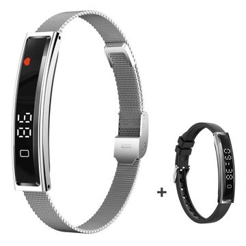 B3 Smart-Armband / Fitness-Tracker mit zwei Armbändern - Silber