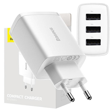 Baseus Kompaktes Schnellladegerät CCXJ020102, 3x USB, 17W - Weiß