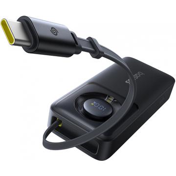 Baseus Free2Pull 10000mAh Power Bank mit USB-C Kabel - 30W - Schwarz