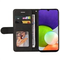 Bi-Color Series Samsung Galaxy A22 4G Schutzhülle mit Geldbörse - Schwarz