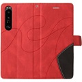 Bi-Color Series Sony Xperia 1 III Schutzhülle mit Geldbörse - Rot