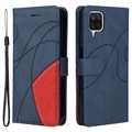 Bi-Color Series Samsung Galaxy A12 Wallet Hülle - Blau