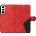 Bi-Color Series Samsung Galaxy S21 5G Schutzhülle mit Geldbörse - Rot