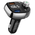 Bluetooth FM Transmitter / Kfz-Ladegerät mit QC3.0 T62 - Schwarz / Silber