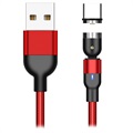 Geflochtenes Rotierendes Magnetisches USB Typ-C Kabel - 2m - Rot