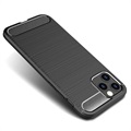iPhone 12 Pro Max Gebürstete TPU Case - Karbonfaser - Schwarz