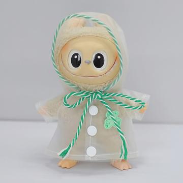 Cartoon Bär Print Regenmantel mit Kapuze für Labubu Puppe 17cm