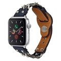 Apple Watch Series 7/SE/6/5/4/3/2/1 Kette Lederarmband - 45mm/44mm/42mm - Blau