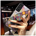 Checkered Pattern Samsung Galaxy S21 FE 5G Hybrid Hülle - Buntes Mandala