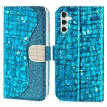 Croco Bling Serie Samsung Galaxy A34 5G Wallet Hülle - Blau